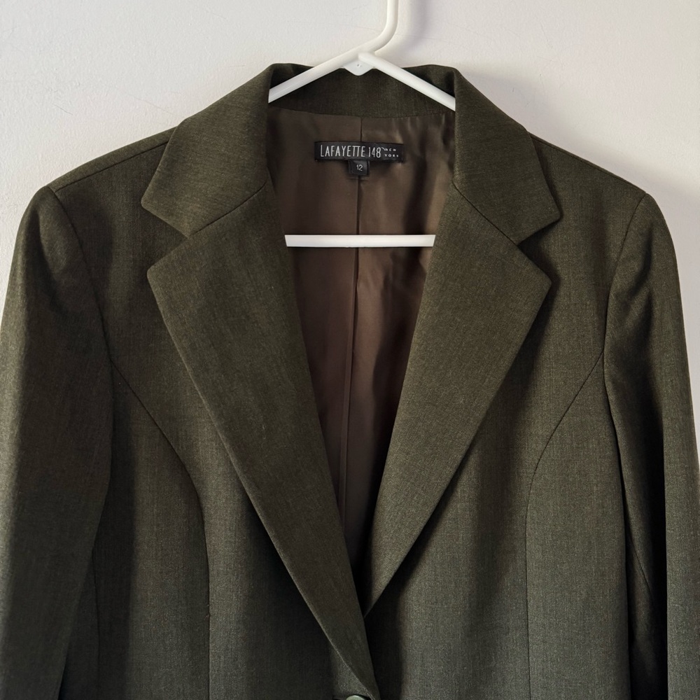 LAFAYETTE 148 NEW YORK Green
Wool Blend One Button Blazer Jacket Size 12 - Picture 3 of 14